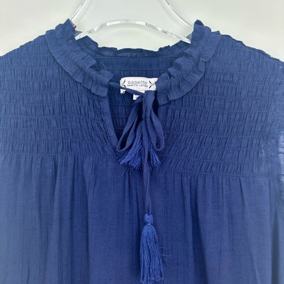 Nanette Lepore Smocked Yoke Sleeveless Top in Navy - Picture 5 of 7